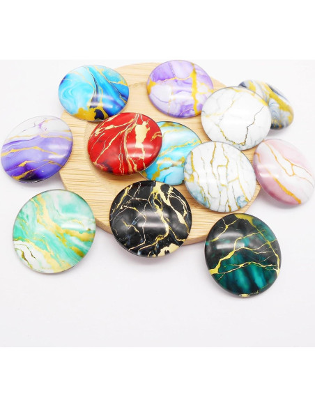48 Cabujones de Vidrio Coloridos 18mm para Joyas DIY - Julie Wang
