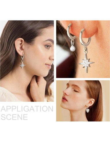 60 Ganchos de Aretes Huggie Rellenos de Plata Hipoalergénicos