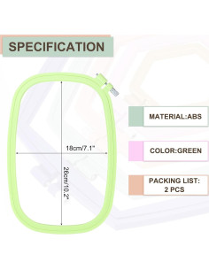 Aros de Bordado Rectangulares PATIKIL 18x26 cm Verde - 2 Piezas 2