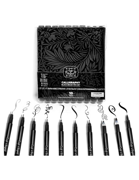 Paquete de 10 Marcadores de Pincel Craft 'n' Beyond - Tinta Negra