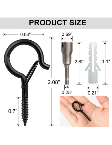 Ganchos de Tornillo FSAH 24 Pcs para Luces y Decoración