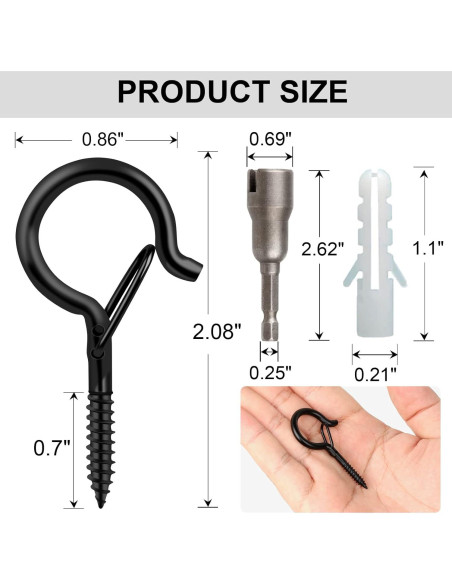 Ganchos de Tornillo FSAH 24 Pcs para Luces y Decoración