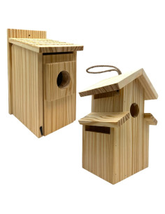 Casa de Pájaros DIY Oojami 2-Pack Madera Natural 25 cm