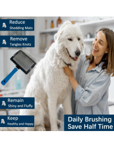 Cepillo Slicker para Perros DSKRUI - Acicalador Profesional Grande 2