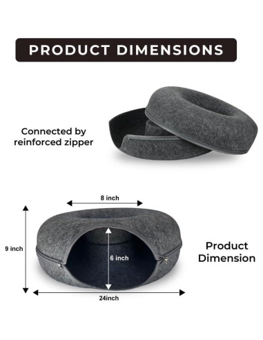 Cueva para Gatos Peekaboo Zazzy - Cama Túnel Grande 61cm