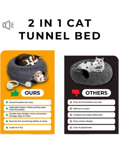 Cueva para Gatos Peekaboo Zazzy - Cama Túnel Grande 61cm