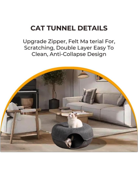 Cueva para Gatos Peekaboo Zazzy - Cama Túnel Grande 61cm