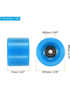 Ruedas de Longboard PATIKIL 70mm 78A con Rodamientos ABEC-9 2