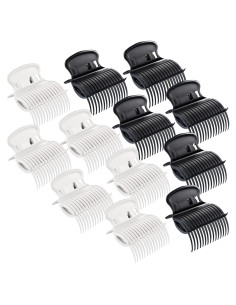 12 Clips de Rodillo Caliente Syhood para Cabello - Blanco y Negro