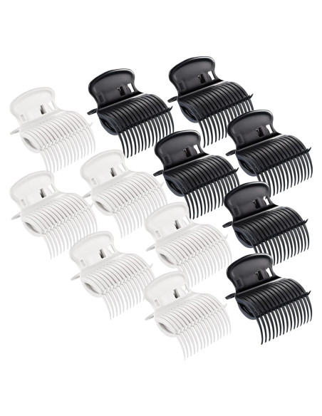 12 Clips de Rodillo Caliente Syhood para Cabello - Blanco y Negro