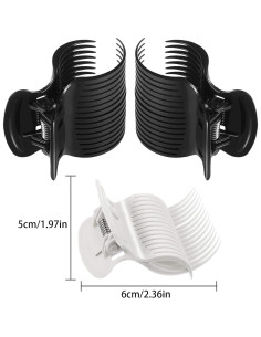 12 Clips de Rodillo Caliente Syhood para Cabello - Blanco y Negro 2