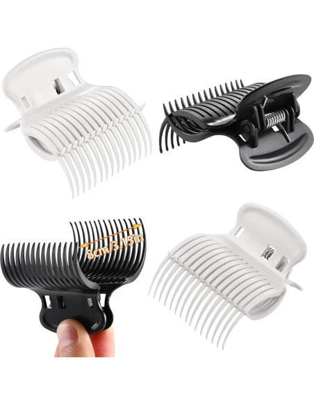 12 Clips de Rodillo Caliente Syhood para Cabello - Blanco y Negro