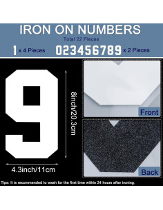 22 Piezas Números de Planchar en Hierro ArtCute 20.3 cm Blanco 2