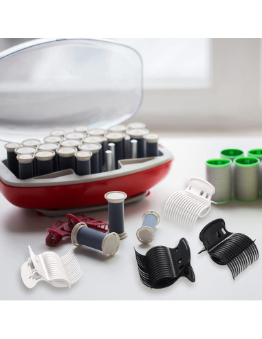 12 Clips de Rodillo Caliente Syhood para Cabello - Blanco y Negro