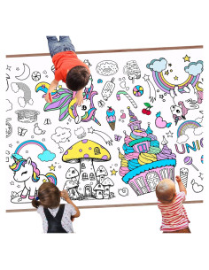 Póster Gigante para Colorear Unicornios Leezead 182.88x76.2cm