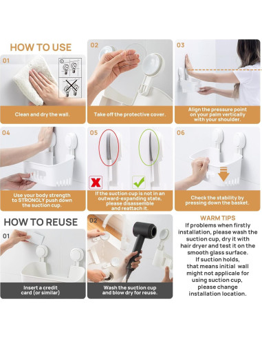 Caddy de Ducha LEVERLOC Blanco con Ventosa y Soporte Jabón