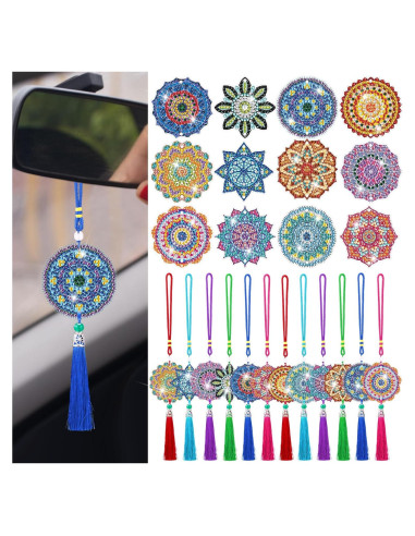 Kit de Adornos de Pintura de Diamante JenPen - 12 Pcs Mandala
