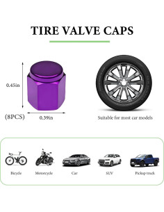 8 Tapones de Válvula de Neumático DXNQ Aluminio Púrpura 2