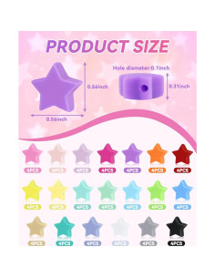 80 Perlas de Silicona en Forma de Estrella FIVEIZERO - 20 Colores 2