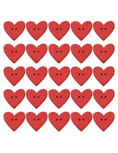 100 Botones de Madera en Forma de Corazón Rojo CABODYALS