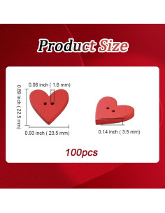 100 Botones de Madera en Forma de Corazón Rojo CABODYALS 2