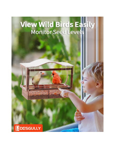 Comedero para Aves de Ventana DesGully Metal 0.77kg Curvado 2