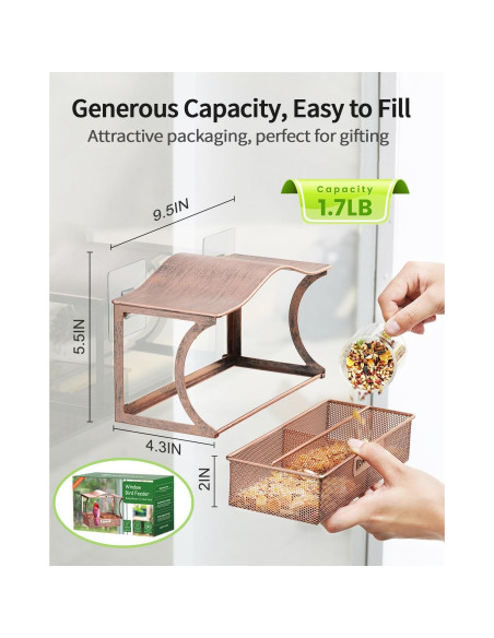 Comedero para Aves de Ventana DesGully Metal 0.77kg Curvado