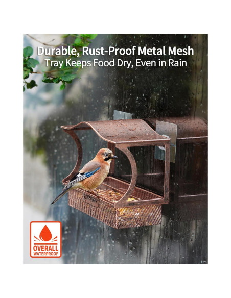 Comedero para Aves de Ventana DesGully Metal 0.77kg Curvado