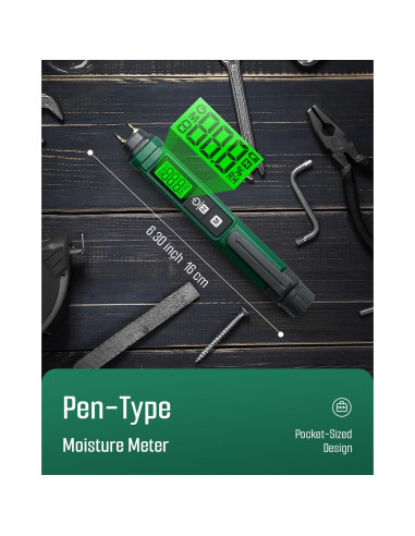 Medidor de Humedad de Madera TESMEN TWM-186 Portátil Verde