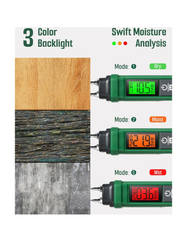 Medidor de Humedad de Madera TESMEN TWM-186 Portátil Verde