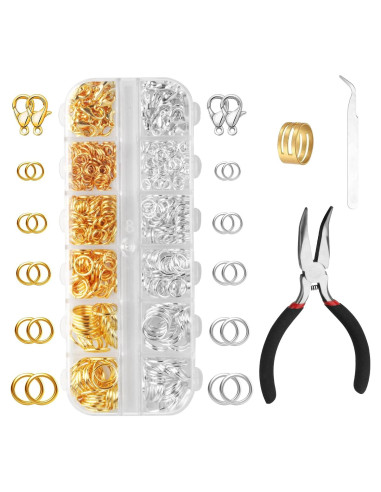 Kit de Joyería MUZHUPGUZ 1440 Pcs Anillas de Salto y Herramientas