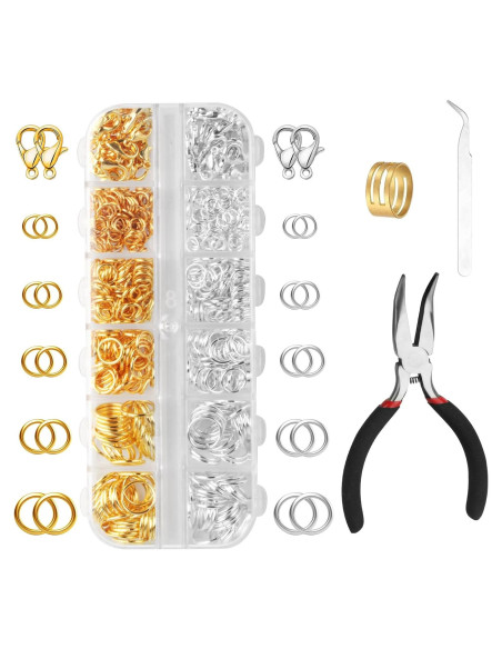 Kit de Joyería MUZHUPGUZ 1440 Pcs Anillas de Salto y Herramientas