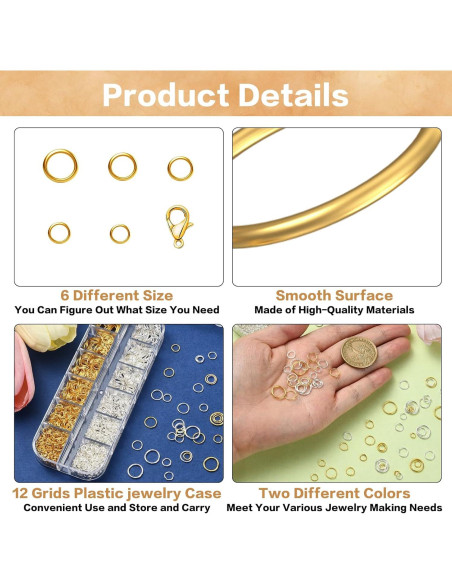 Kit de Joyería MUZHUPGUZ 1440 Pcs Anillas de Salto y Herramientas