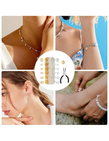 Kit de Joyería MUZHUPGUZ 1440 Pcs Anillas de Salto y Herramientas