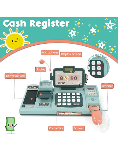 Caja Registradora de Juguete Ark Miido Verde con Sonido