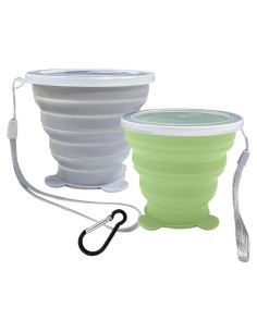Tazas Plegables de Silicona Nintora-C 180ml - 2 Pcs Gris y Verde