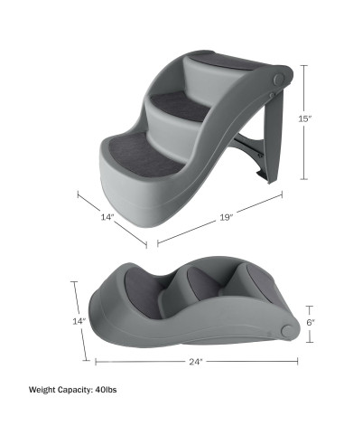 Escaleras para Perros PETMAKER 3 Pasos Plegables Gris