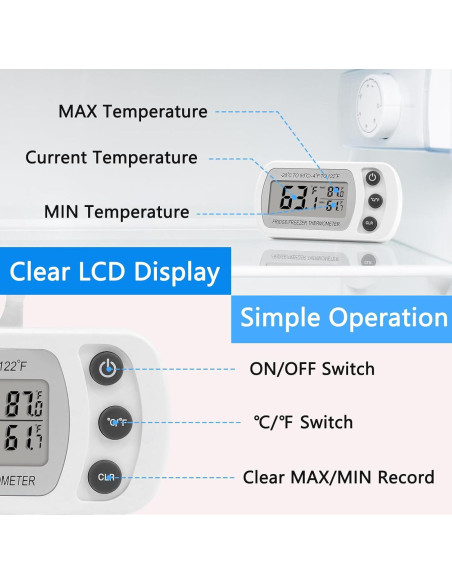 Termómetro Digital Impermeable Lasubst para Refrigerador - 2 Unidades Termómetro Digital Impermeable Lasubst para Refrigerador - 2 Unidades