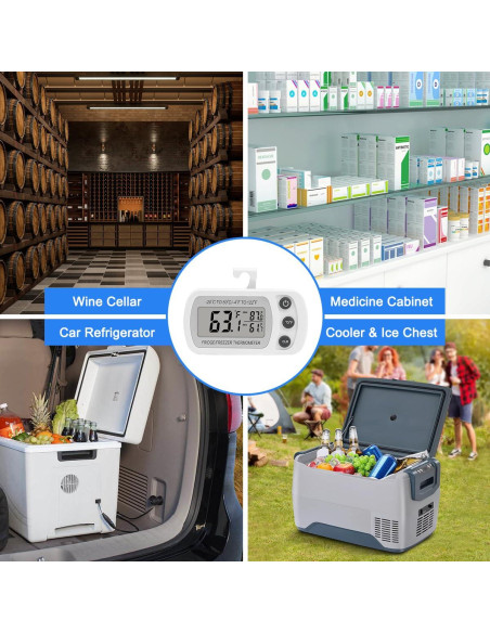 Termómetro Digital Impermeable Lasubst para Refrigerador - 2 Unidades Termómetro Digital Impermeable Lasubst para Refrigerador - 2 Unidades