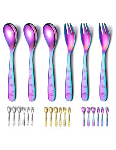 Set de Cubiertos para Niños Evanda 6 Piezas Acero Inoxidable Arcoíris