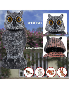 Hausse 2 Paquete de Búhos Falsos 27 cm para Ahuyentar Aves 2