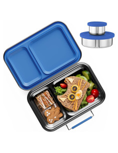 Caja de Almuerzo Bento Acero Inoxidable 670ml Azul