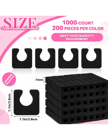 Separadores de Dedos para Pedicura Mumufy 1000 Pcs Espuma Negra