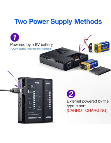 Probador de Cable de Red AMPCOM RJ45/RJ11 - Herramienta de Prueba