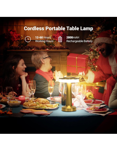 Lámpara de Mesa Inalámbrica ZOOPEEN Dorada Táctil 2800mAh