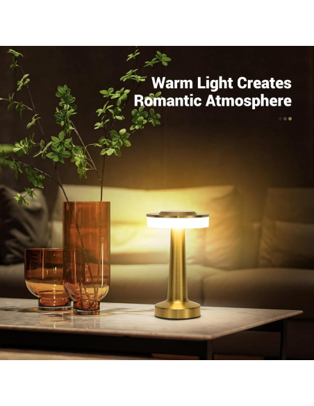 Lámpara de Mesa Inalámbrica ZOOPEEN Dorada Táctil 2800mAh