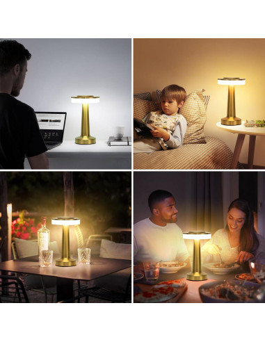 Lámpara de Mesa Inalámbrica ZOOPEEN Dorada Táctil 2800mAh