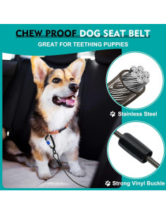 Cinturón de Seguridad para Perros Libbipaw 61 cm a Prueba de Mordeduras 2