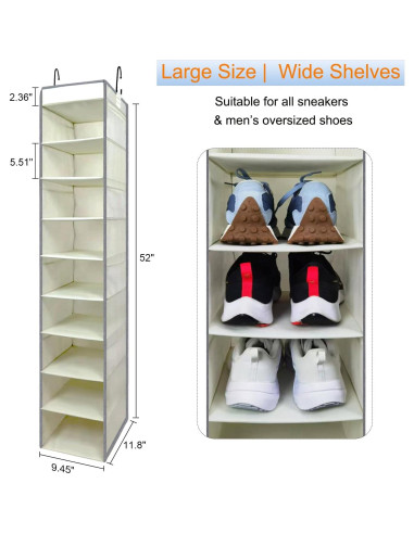 Organizador Colgante de Zapatos Roomtalk Beige 2 Paquete 10 Estantes
