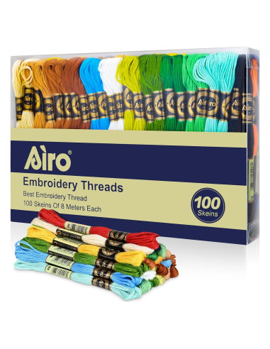 100 Madejas Hilo de Bordar Embhand 8m Algodón Multicolor